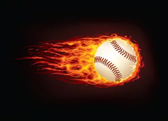 Papier Peint photo autocollant Flamme Balle de base-ball