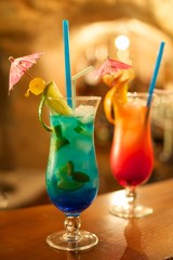 Two tequila sunrise coctails on the table