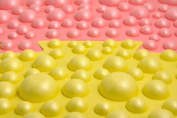 Abstract background of yellow and red balls, two parts