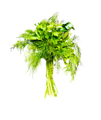 Dill and parsley isolated on a white background