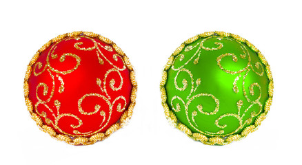 Red and green Christmas balls