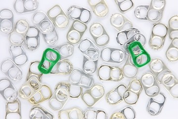 Pulled open aluminum cans