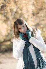 Fototapeta premium Winter fashion - woman in park