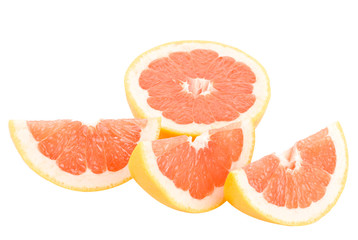 Fototapeta na wymiar peaces of red grapefruit