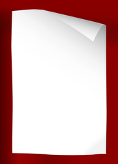 Leeres Blatt Papier mit rotem Hintergrund