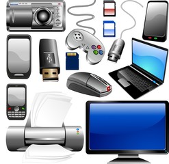 Tecnologia Oggetti-Technology Electronics Elements-Vector