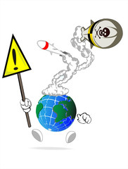world with the sign of warning and started missiles