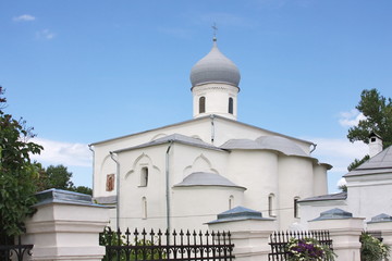 temple on a background blue sky, city, Great, Novgorod, Russia