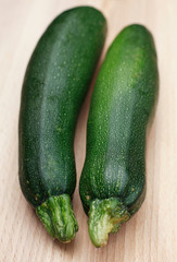 Courgettes, Zucchini on Kitchen Cutting Board