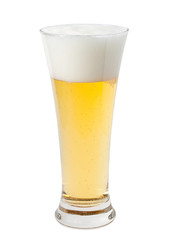 Large glass of beer isolated on white background