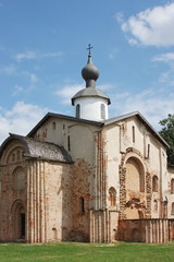 temple on a background blue sky, city, Great, Novgorod, Russia