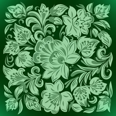 abstract background with green floral ornament