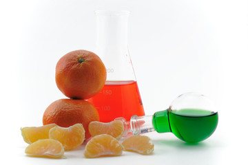 chemielabor mit mandarine