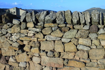 Stone wall Gudar mountains Teruel province Aragon Spain