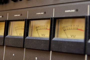 VU meter on professional audio equipment