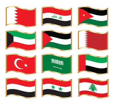 Wavy gold frame flags - Middle East Asia