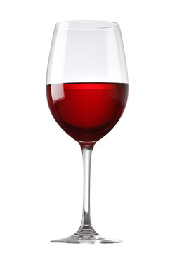 Naklejka Czerwonego wina szkło odizolowywający na białym tle