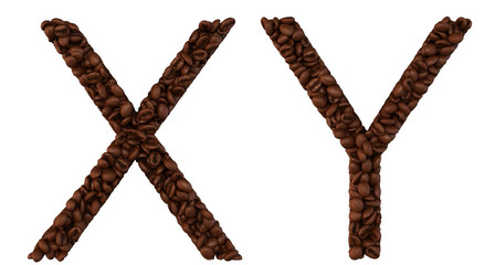 Coffee font X and Y letters isolated