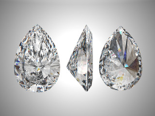 Three views of pear diamond