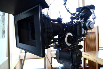 Digital cinema camera on a movie set.