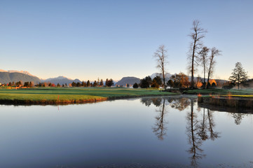 autumn morning in golf course