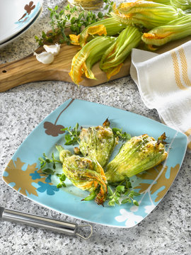 fleur de citrouille farci &agrave; la courgette - zucca - pumpkin