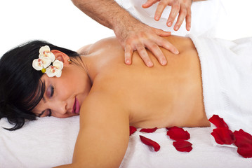 Obraz na płótnie Canvas Woman enjoying a spa massage