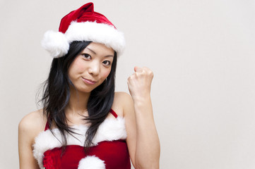 a portrait of santa girl isolated on white background