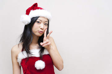 a portrait of santa girl isolated on white background