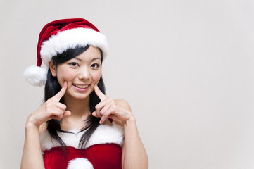 a portrait of santa girl isolated on white background