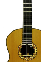 Fototapeta na wymiar classical acoustic guitar on white background