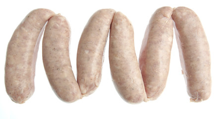 Uncooked organic British pork sausages