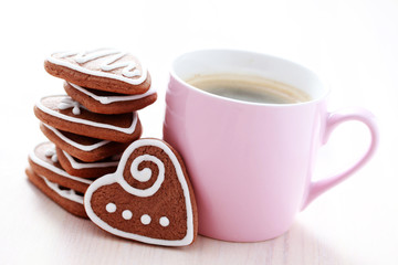 cup of coffee with cookies