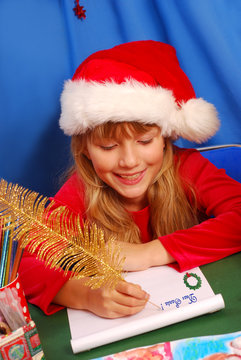 Girl Writing A Letter To Santa