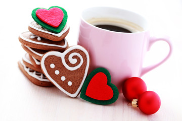 cup of coffee with cookies
