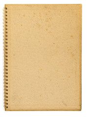 Fototapeta premium Old recycle spiral notebook isolated on white background