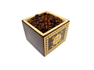 old box with coffee