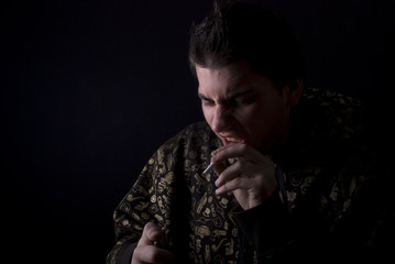 portrait of a young man with cigarette