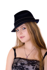 girl in a black hat