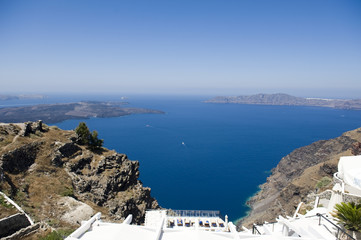 Gorgeous view of romantic Santorini's coast. Greece.