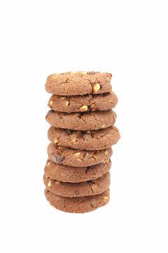 pile of oatmeal cookies isolated on white