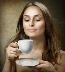 Beautiful Woman Drinking Coffee