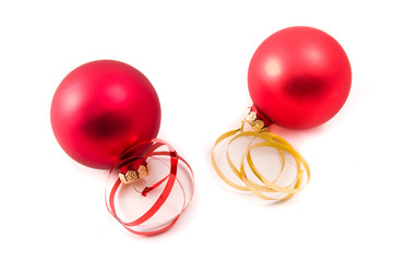 Christmas glass ball decoration on white background