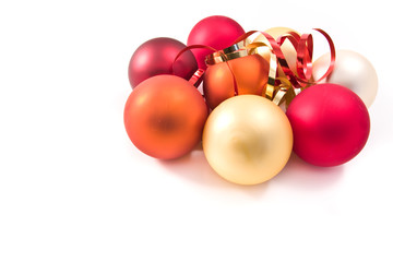 christmas glass balls decorated with ribbons