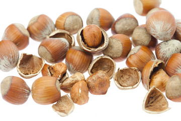 hazelnuts isolated on white