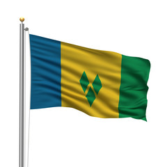 Flag of Saint Vincent and the Grenadines waving in the wind