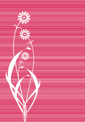 Abstract vector pink flowers lines cover