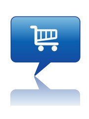SHOPPING CART Speech Bubble Icon (buy order online web button)
