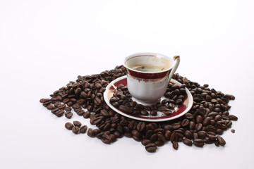 Dark roasted coffee beans