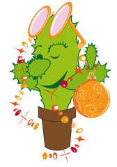 Cactus in pink shades celebrates New Year